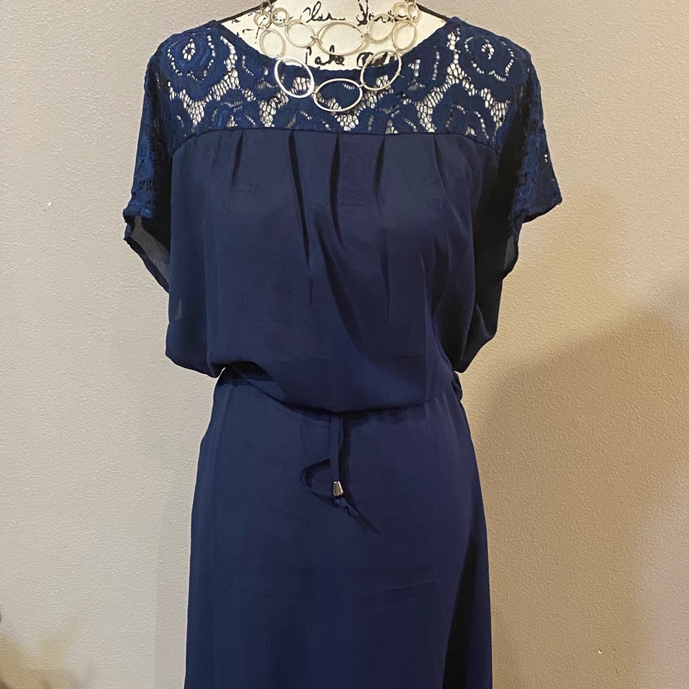 Navy blue maxi dress with lace 
-never worn